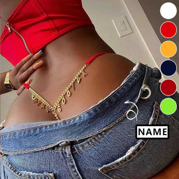 Personalized Name Thong Waist Body Jewelry Custom Letter Charm G-String  Panties Women Body Chain Lingerie Gift For Her