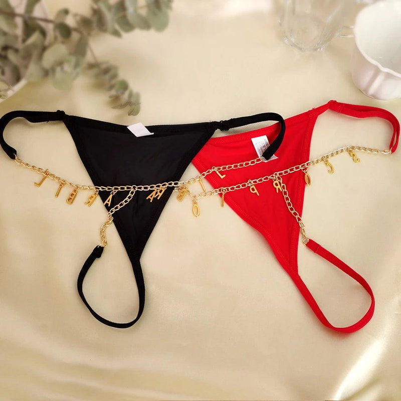 DIY Letter Name Underwear Body Jewelry for Women Thong Panties G